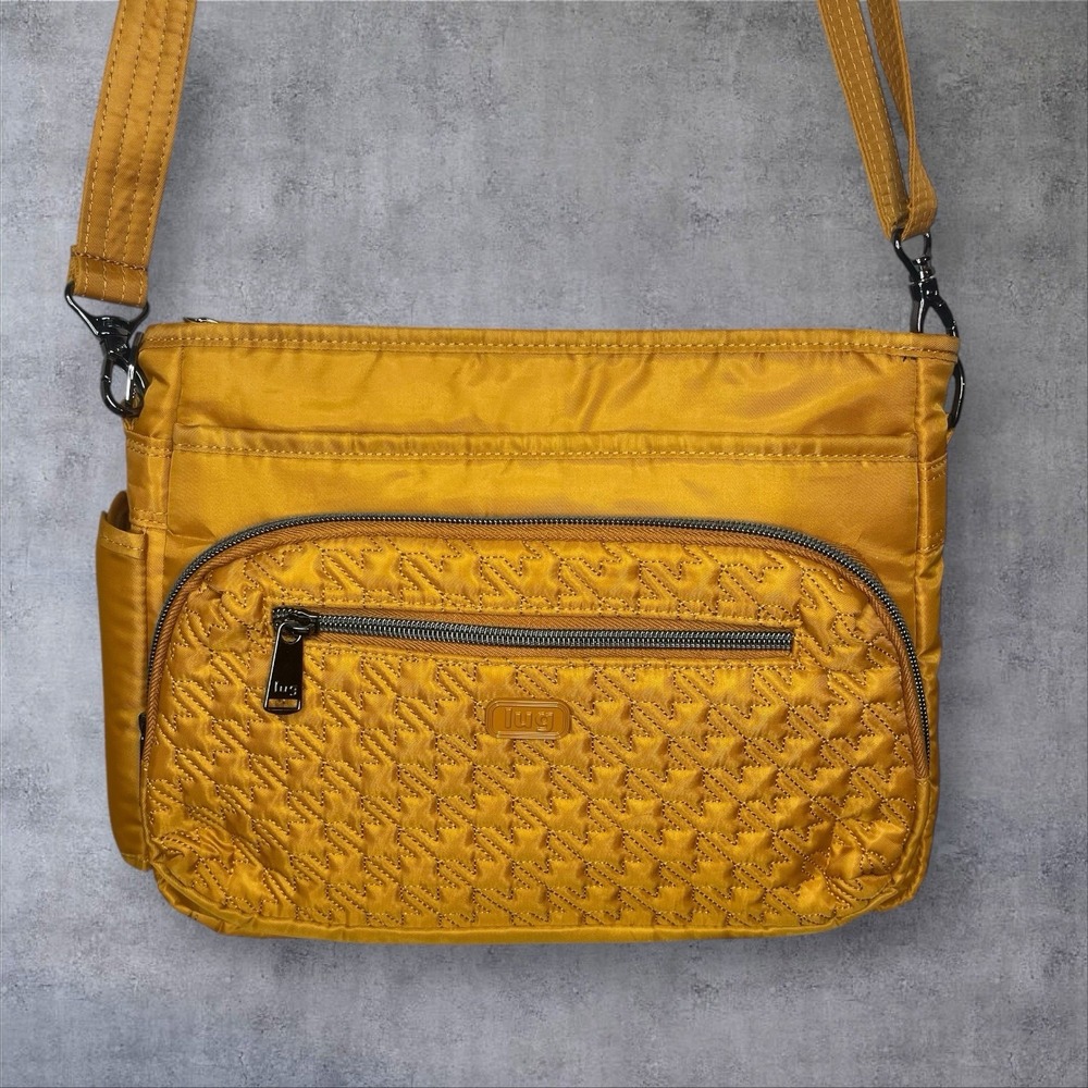 Lug Shimmy SE Crossbody Shoulder Bag Drink Pocket Gold Amber Yellow Quilted - Picture 2 of 14